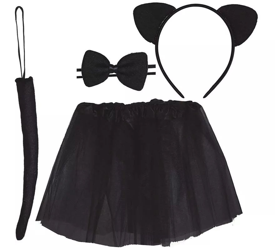 Translation missing: es.Kit de Gatita Infantil: Tutú, Diadema, Pajarita y Cola 30 cm