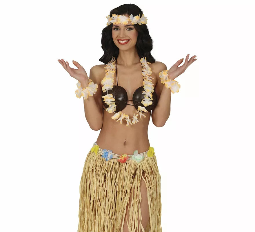 Translation missing: es.Kit de Hawaiana naranja: Collar, tocado y pulseras