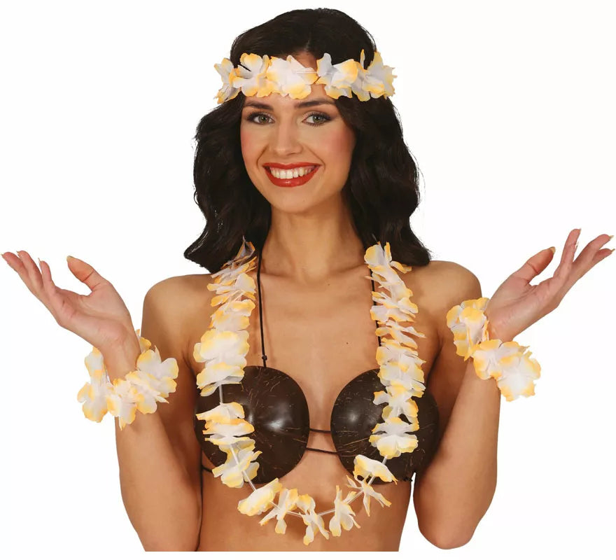 Translation missing: es.Kit de Hawaiana naranja: Collar, tocado y pulseras