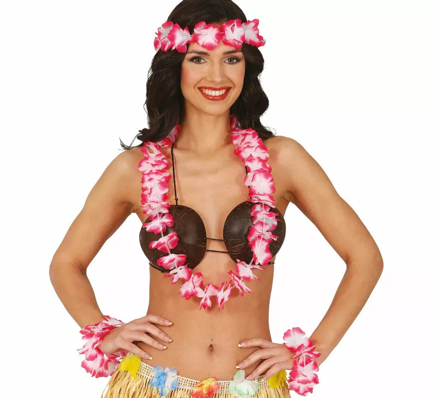 Translation missing: es.Kit de Hawaiana rojo: Collar, tocado y pulseras