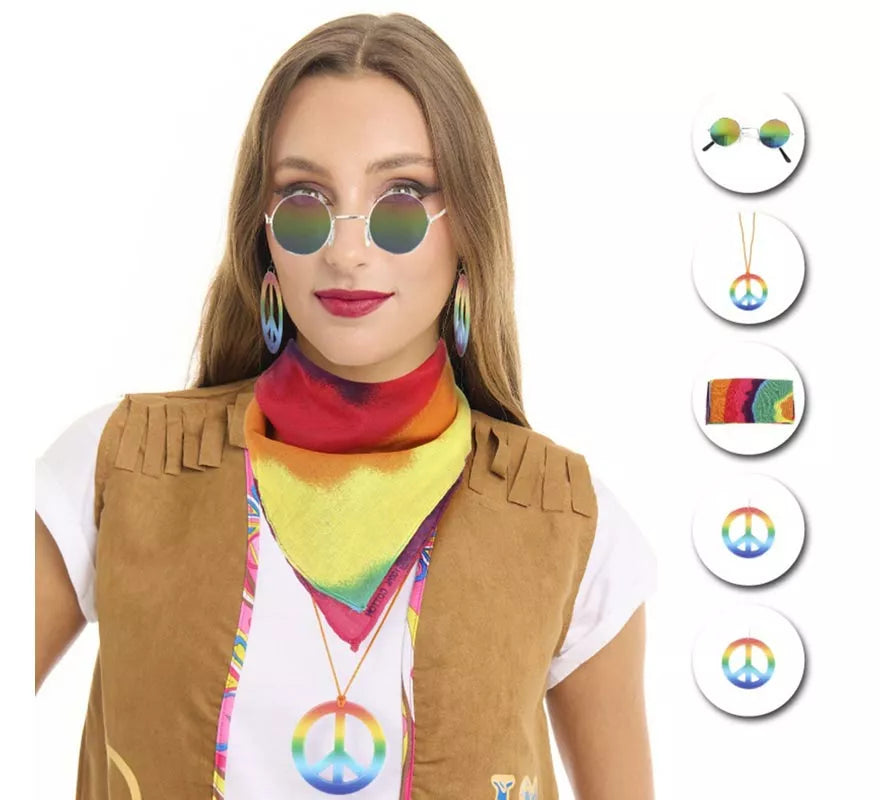 Translation missing: es.Kit de Hippie adulto: Gafas, Pendieañuelo y Collar en varios colores