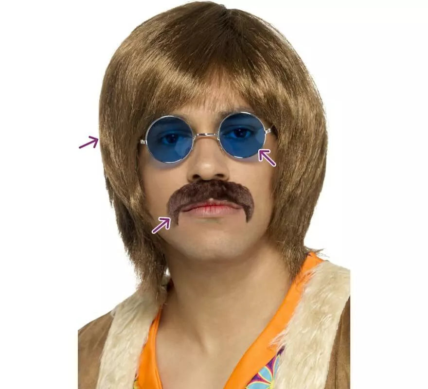 Translation missing: es.Kit de Hippie años 60: Peluca, Bigote y Gafas