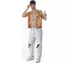 Kit de Hippie Flores para hombre: Chaleco y Cinta para la cabeza