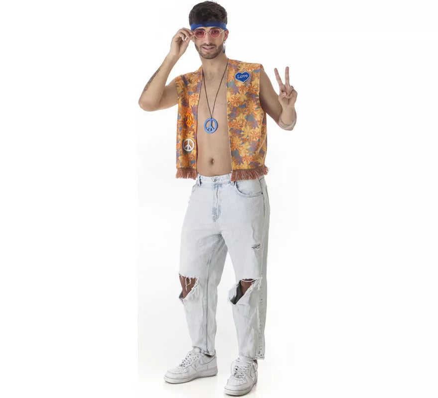 Translation missing: es.Kit de Hippie Flores para hombre: Chaleco y Cinta para la cabeza