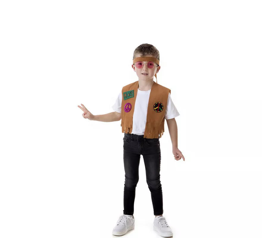 Translation missing: es.Kit de Hippie marrón para niño: Chaleco y Cinta para la cabeza