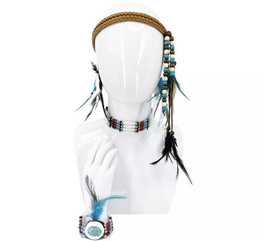 Translation missing: es.Kit de India con pluma: Cinta para la cabeza, Collar y Pulsera