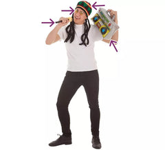 Kit de Jamaicano: Gorra, Gafas, Micrófono y Radiocasette