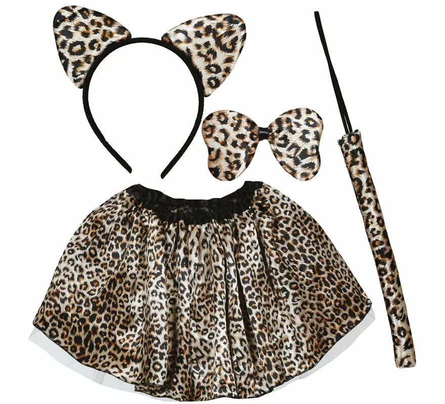 Translation missing: es.Kit de Leopardo clásico infantil: Diadema, lazo, cola y falda