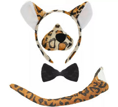 Kit de Leopardo: Diadema, Nariz, Pajarita y Cola