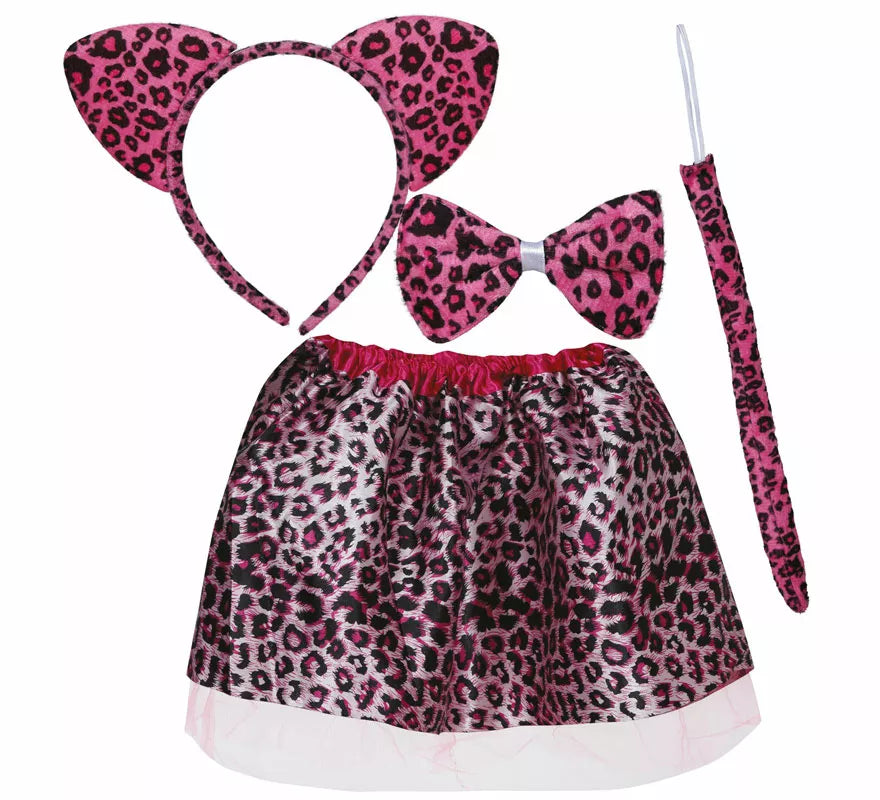 Translation missing: es.Kit de Leopardo rosa infantil: Diadema, lazo, cola y falda