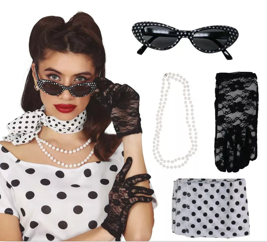 Translation missing: es.Kit de los Años 50: Cinta, Gafas, Collar y Guantes