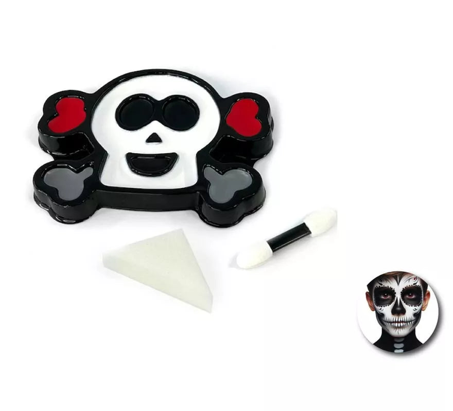 Kit de Maquillaje Calavera: Paleta, esponja y brocha