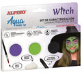 Kit de Maquillaje de Bruja: 3 colores, pincel y esponja