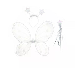Kit de Mariposa blanco: Diadema, Alas y Varita 46X39 cm