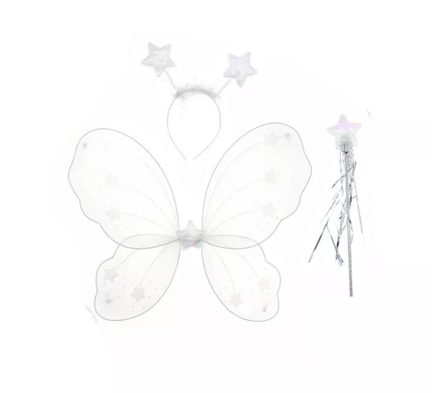 Translation missing: es.Kit de Mariposa blanco: Diadema, Alas y Varita 46X39 cm