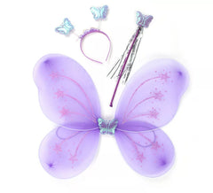 Kit de Mariposa Lila: Diadema, Varita y Alas de 55 cm