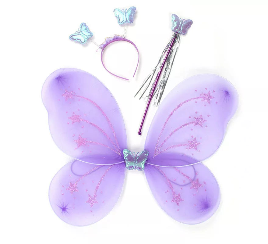 Translation missing: es.Kit de Mariposa Lila: Diadema, Varita y Alas de 55 cm