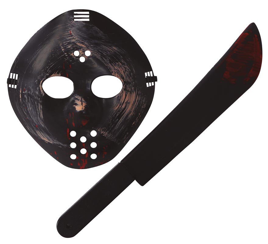 Translation missing: es.Kit de Máscara y Machete de Asesino 54 cm