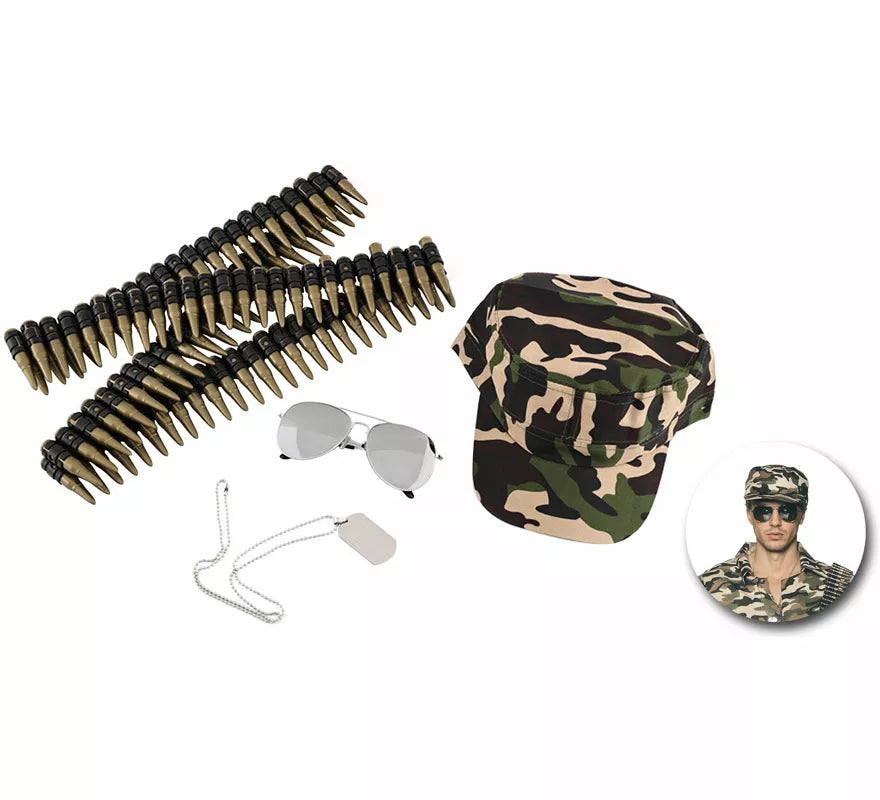 Translation missing: es.Kit de Militar: Gorra, Gafas, Placa y Balas