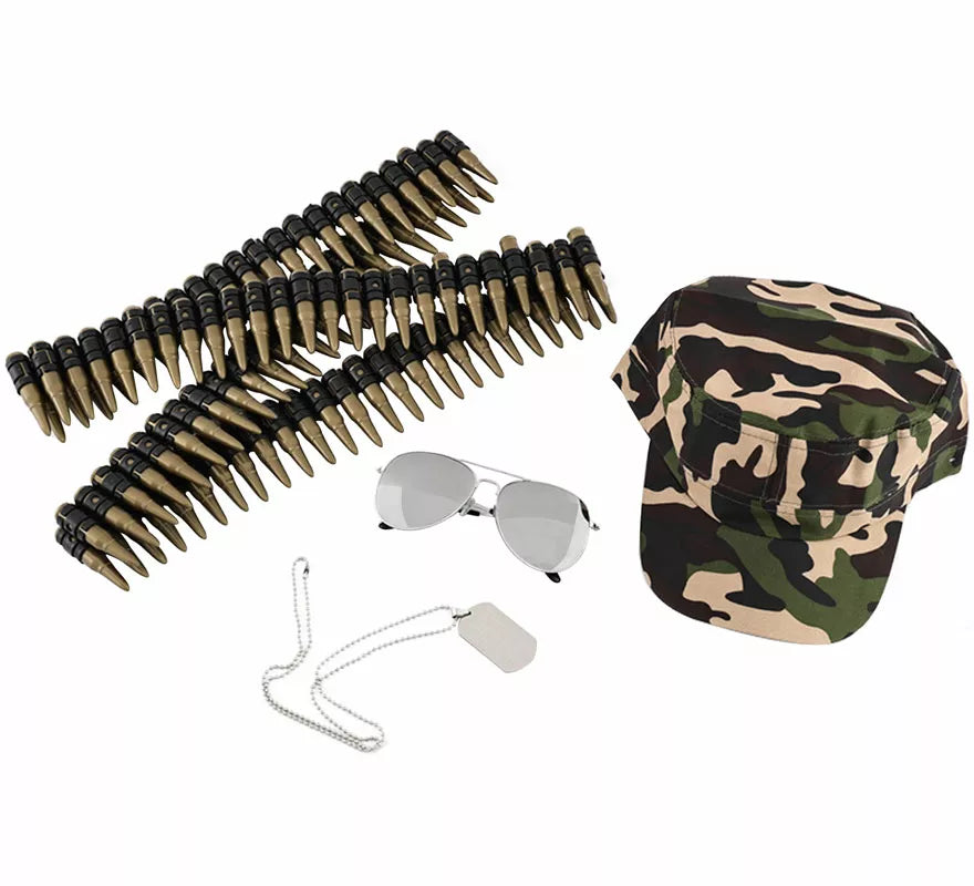Translation missing: es.Kit de Militar: Gorra, Gafas, Placa y Balas