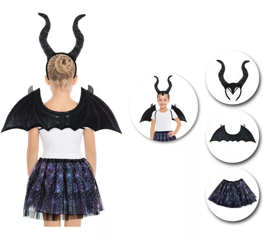 Translation missing: es.Kit de Murciélago negro Infantil: Tutú, Diadema y Alas