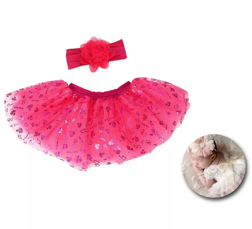 Translation missing: es.Kit de Newborn infantil: Tutú y Cinta de flor fucsia