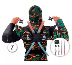 Kit de Ninja: 2 Espadas, 2 Estrellas, 2 Cuchillos y 1 Chaleco porta armas