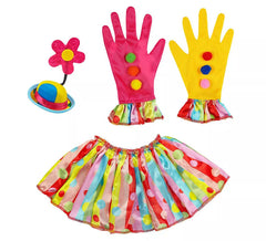 Kit de Payasa para mujer: Guantes, Sombrero con flor y Collarín