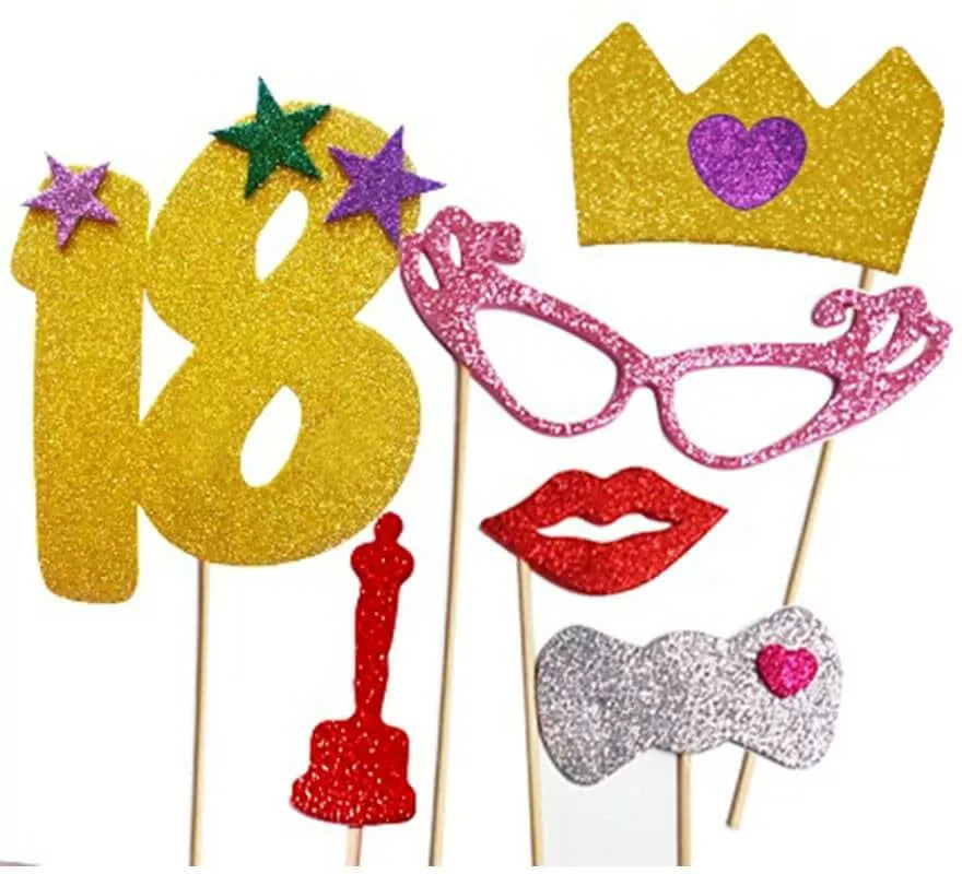 Kit de Photocall Mujer Felices 18 años con 6 Piezas