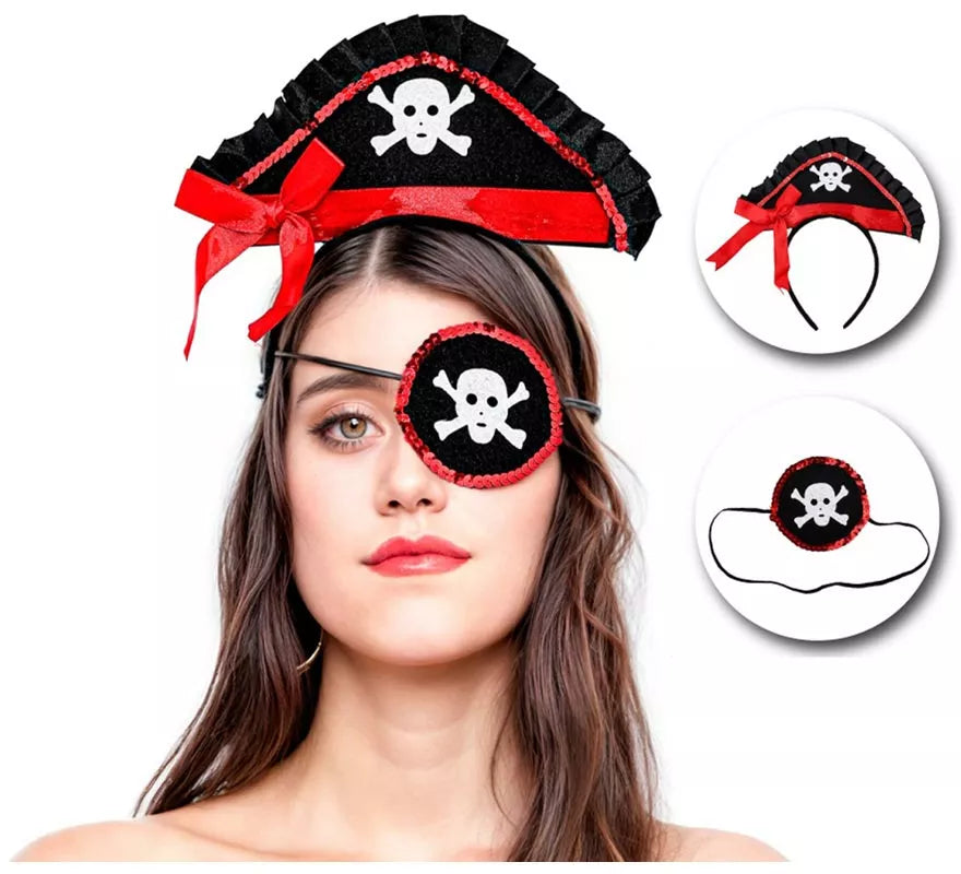 Translation missing: es.Kit de Pirata: Mini Sombrero Pirata con Diadema y Parche