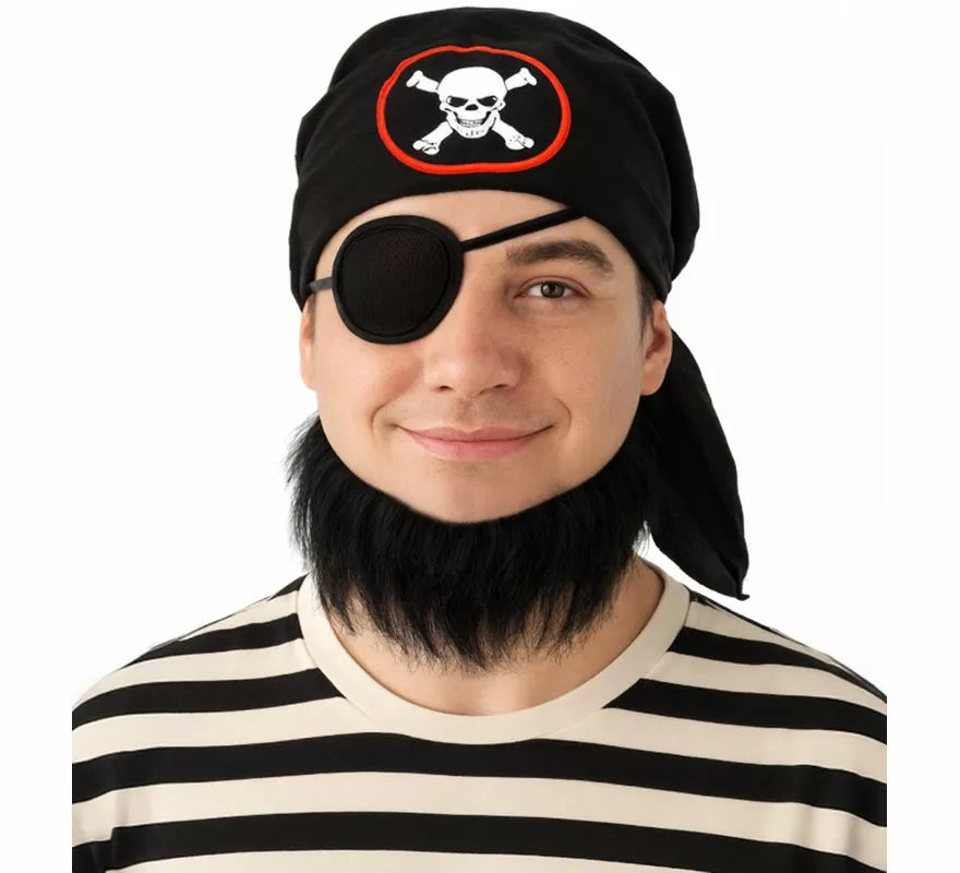 Kit de Pirata: Pañuelo, Parche y Barba