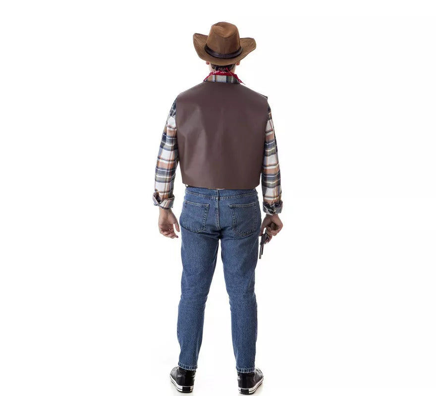 Translation missing: es.Kit de Pistolero Cowboy para hombre: Chaleco, Pañuelo y Sombrero