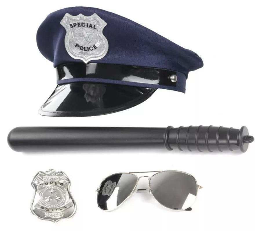 Translation missing: es.Kit de Policía azul: Gorra, Gafas, Porra y Placa