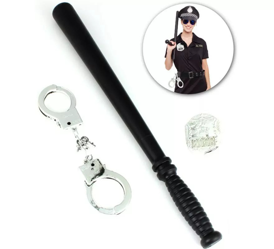 Translation missing: es.Kit de Policía: Esposas, Porra y Placa de juguete