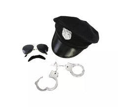Kit de Policía: Gorra, Esposas, Gafas y Bigote