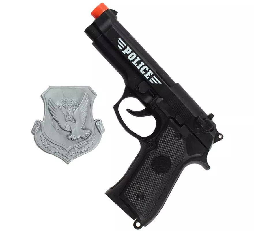 Translation missing: es.Kit de Policía negro: Pistola de juguete y Placa