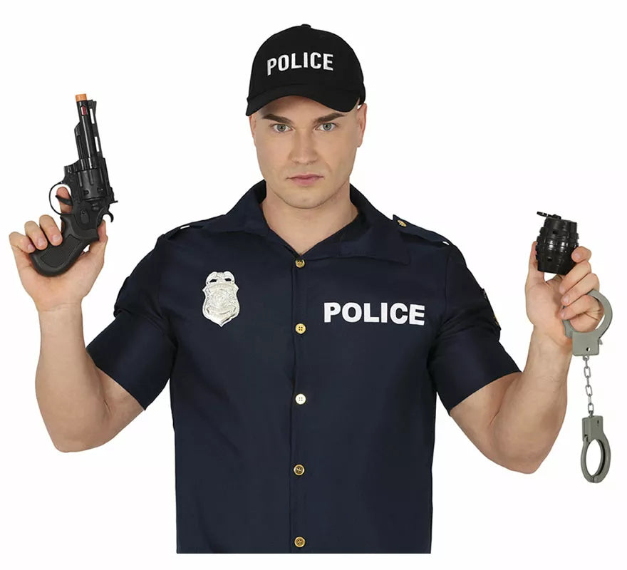 Translation missing: es.Kit de Policía: Pistola, granada, esposas y placa