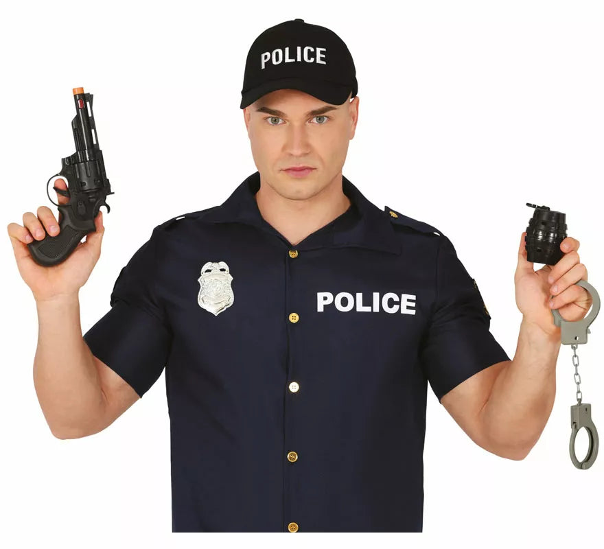 Translation missing: es.Kit de Policía: Pistola, granada, esposas y placa