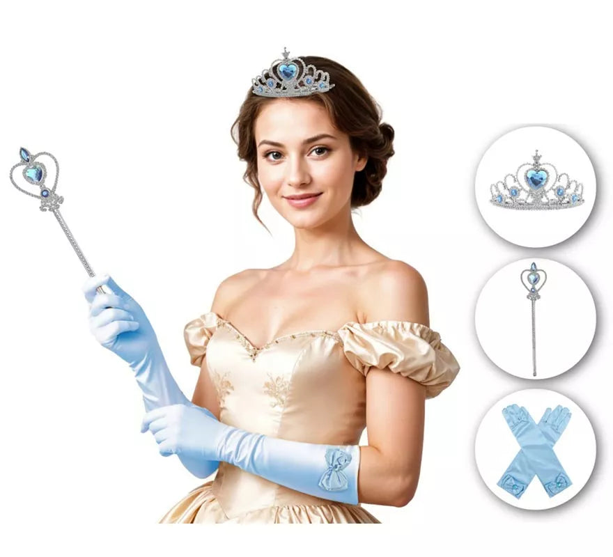 Translation missing: es.Kit de Princesa azul adulto: Guantes, Corona y cetro