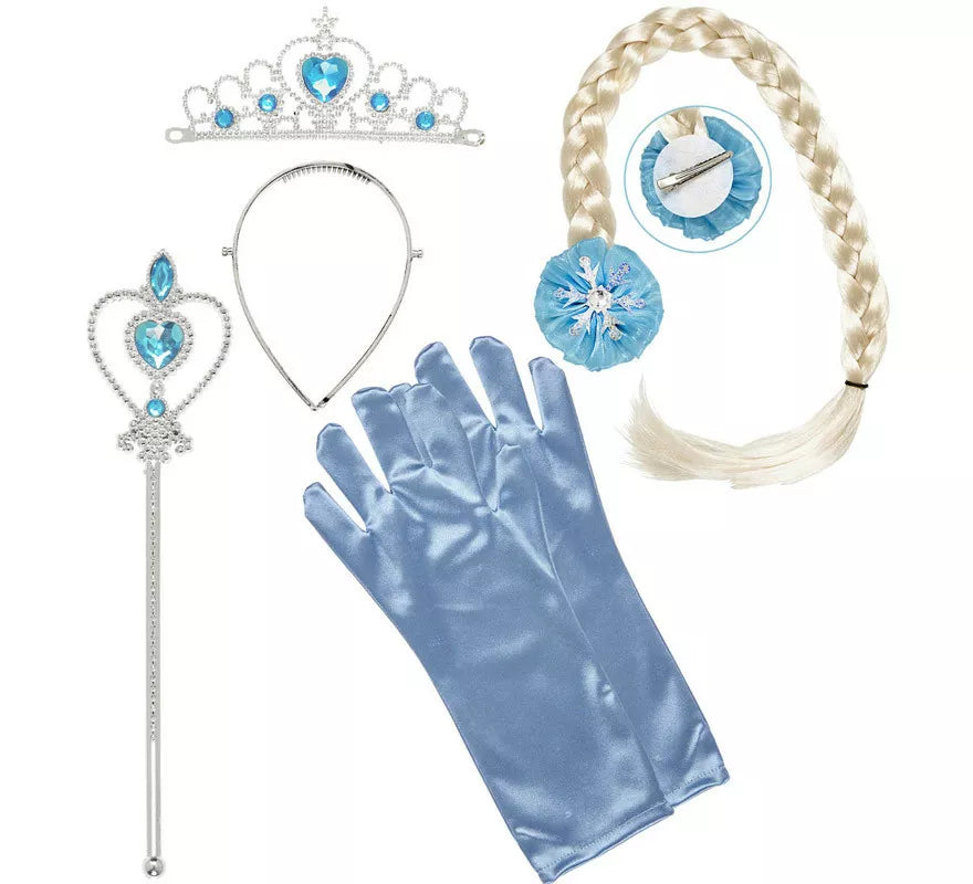 Translation missing: es.Kit de Princesa de las Nieves Infantil: Tiara, Trenza, Guantes y Barra Mágica