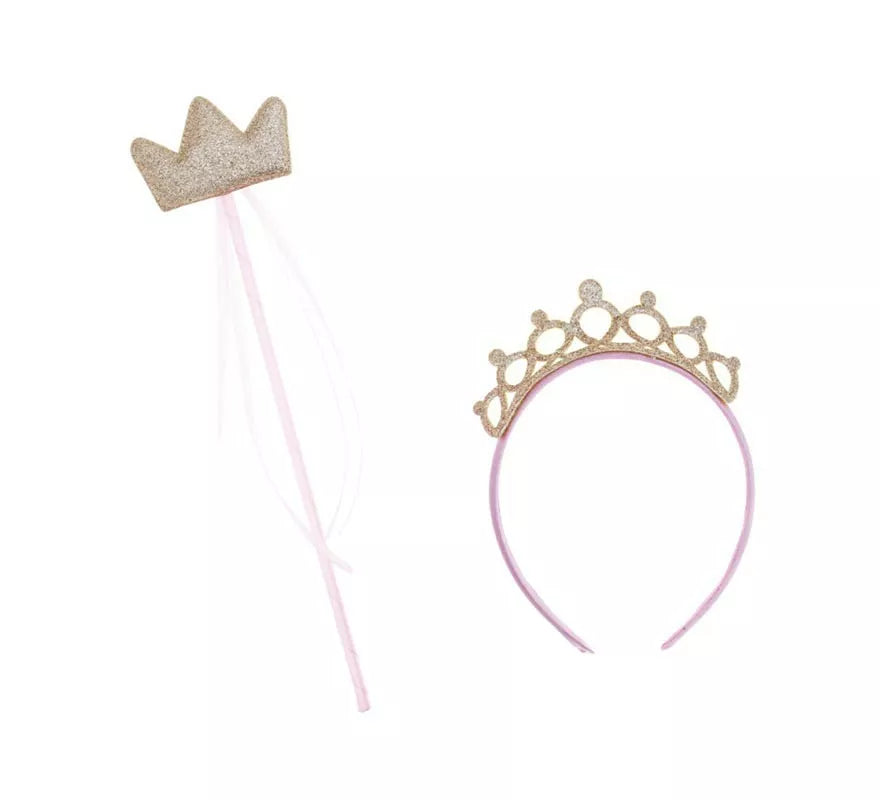 Translation missing: es.Kit de Princesa dorado y rosa: Corona y Varita