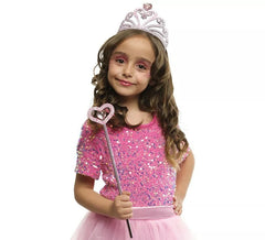 Kit de Princesa Heart rosa infantil: Tiara y Varita