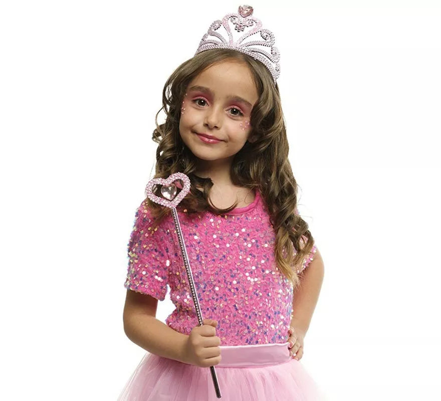 Translation missing: es.Kit de Princesa Heart rosa infantil: Tiara y Varita