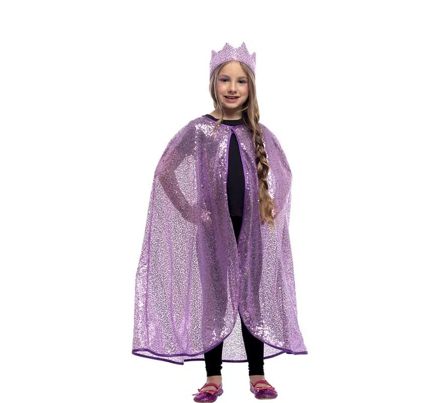 Translation missing: es.Kit de Princesa lila brillo infantil: Capa y Corona