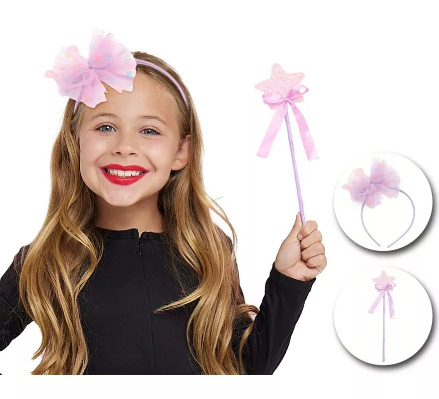 Translation missing: es.Kit de Princesa lila infantil: Diadema y Varita