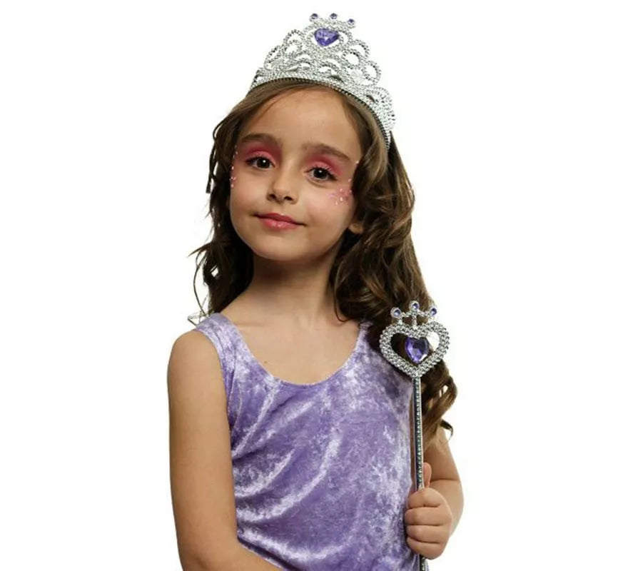 Translation missing: es.Kit de Princesa plateada y lila infantil: Tiara y Varita