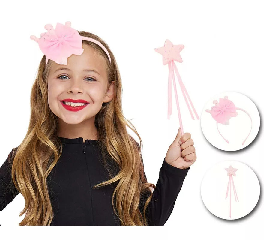 Translation missing: es.Kit de Princesa rosa infantil: Diadema y Varita