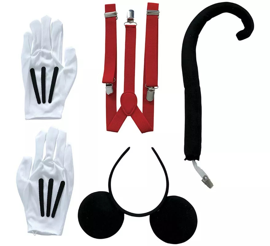 Kit de Ratón adulto: Diadema, Guantes, Cola y Tirantes