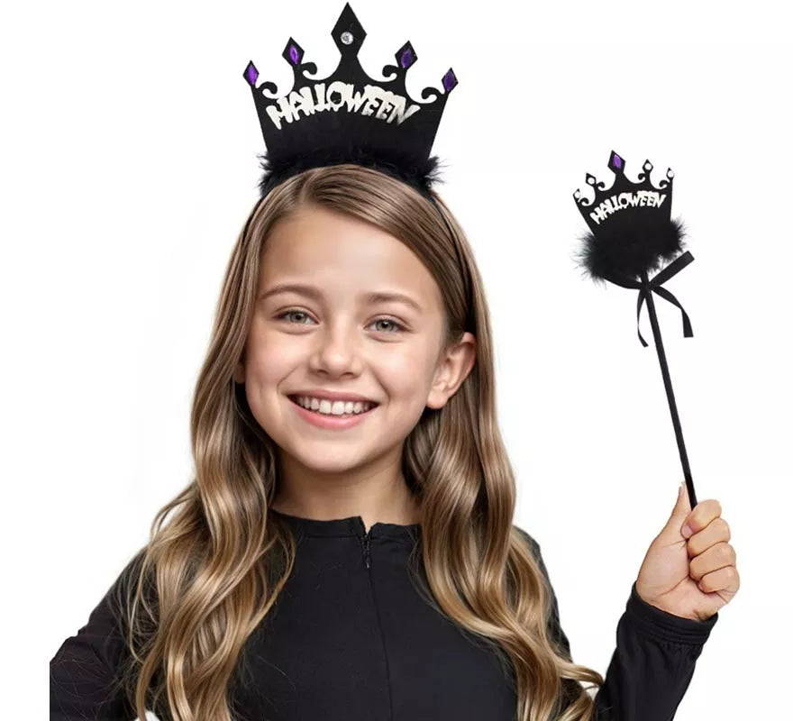 Translation missing: es.Kit de Reina Oscura Infantil: Diadema y Varita