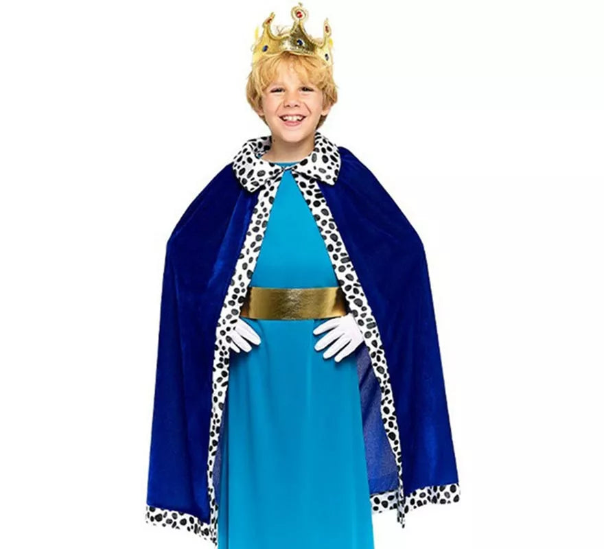 Kit de Rey Mago azul Infantil: Capa y Corona